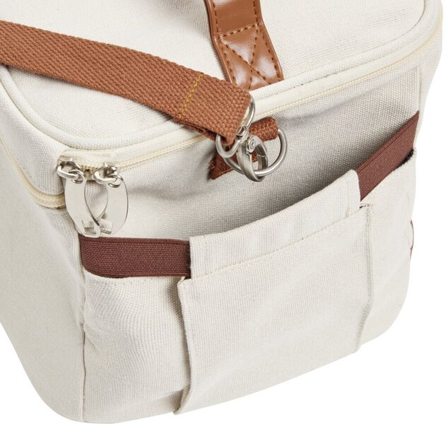 Sac repas isotherme polyester beige et marron 25x20xH20cm