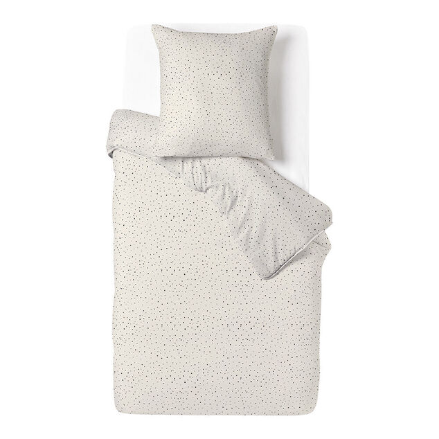 Parure de lit 1 personne 140x200cm motif pois beige