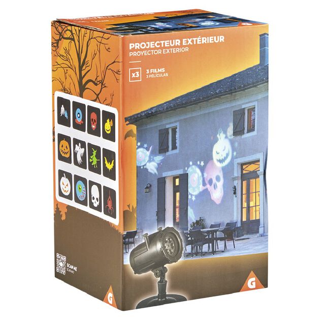Projecteur LED &agrave; planter Halloween 3 films Halloween pour ext&eacute;rieur