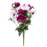 Piquet pivoine H60 cm violet - Fleur artificielle 18 têtes
