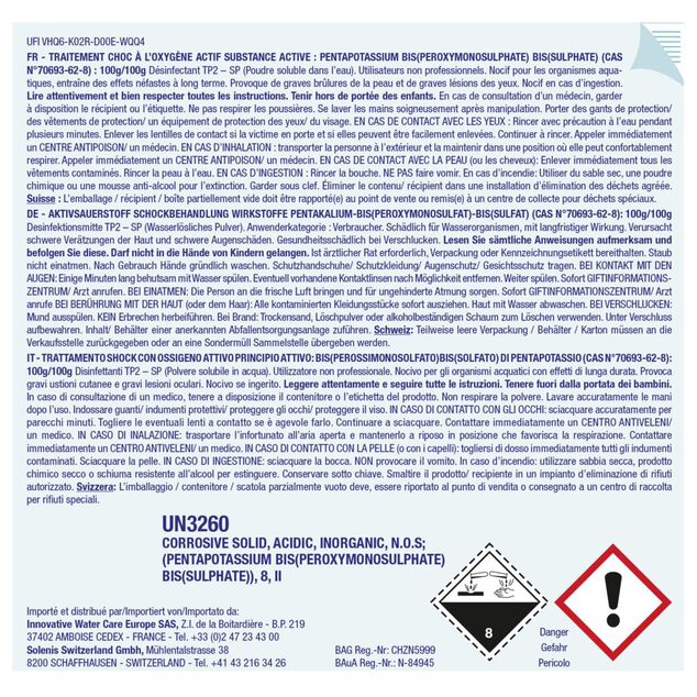 Choc oxyg&egrave;ne actif sans chlore poudre pour spa 1,2kg