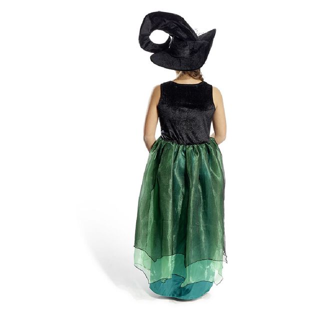 D&eacute;guisement enfant Halloween sorci&egrave;re robe chapeau noir vert 7/10ans