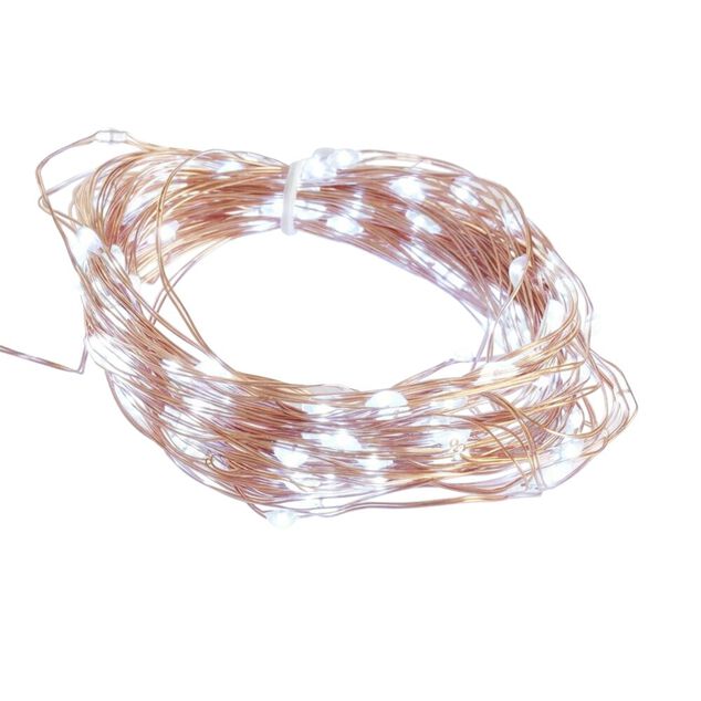 Guirlande de No&euml;l solaire lumineuse 120LED blanc froid L1290cm