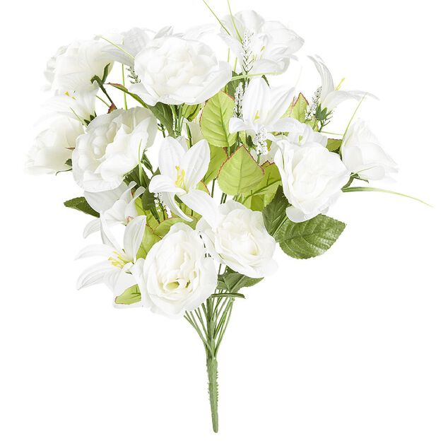 Bouquet de 24 fleurs artificielles blanc