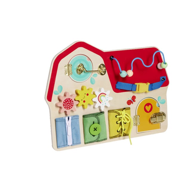 Planche activit&eacute;s enfant bois et m&eacute;tal 40x29,7xH6,4cm