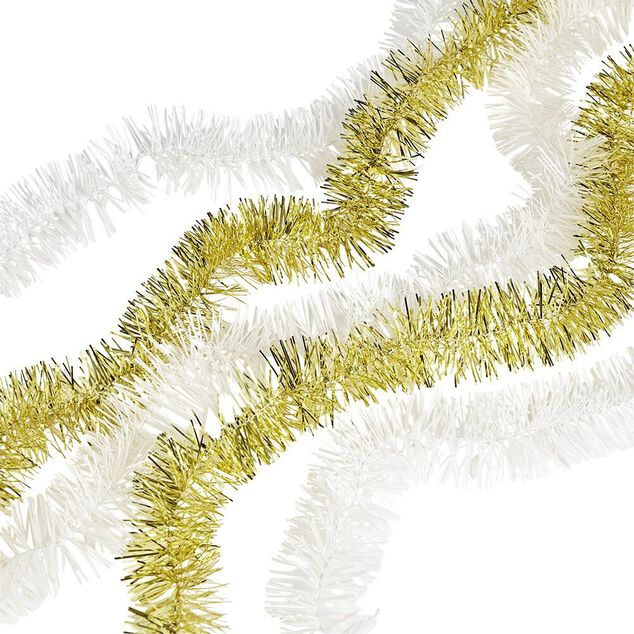 Guirlandes scintillantes blanches et dor&eacute;es x5