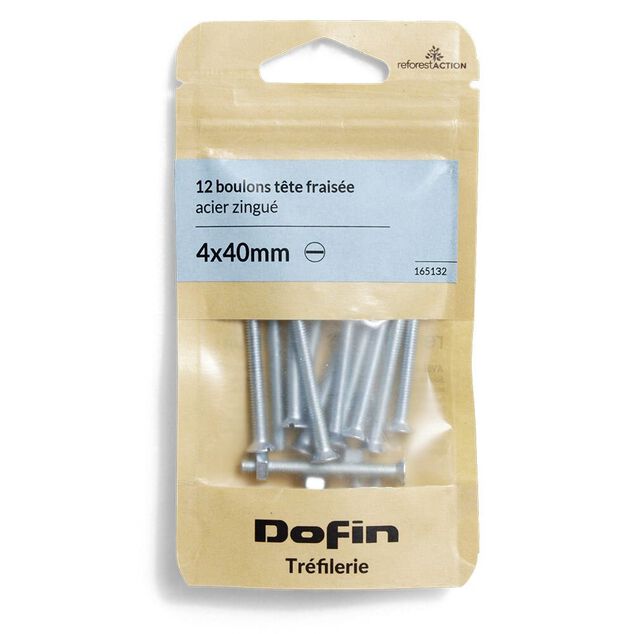 12 boulons t&ecirc;te frais&eacute;e acier zingu&eacute; - 4x40 mm