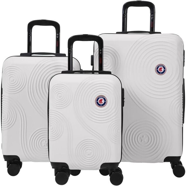 Valise cabine rigide 4 roues plastique ABS blanc 55x35xH65cm