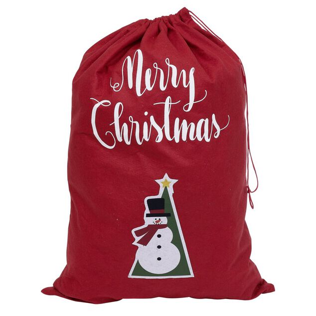 Sac cadeau hotte en feutrine rouge motif No&euml;l