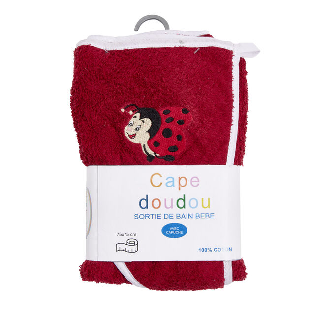 Sortie de bain pour b&eacute;b&eacute; en coton avec broderie et capuche 75x75cm - 2 mod&egrave;les
