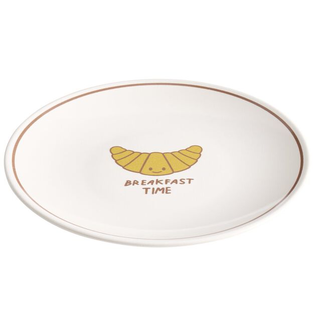 Assiette &agrave; dessert ronde motif croissant fa&iuml;ence &Oslash;19cm