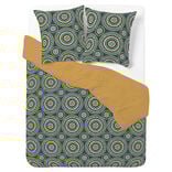 Parure de lit 2 personnes 240x220cm réversible motif arabesque orange et bleu