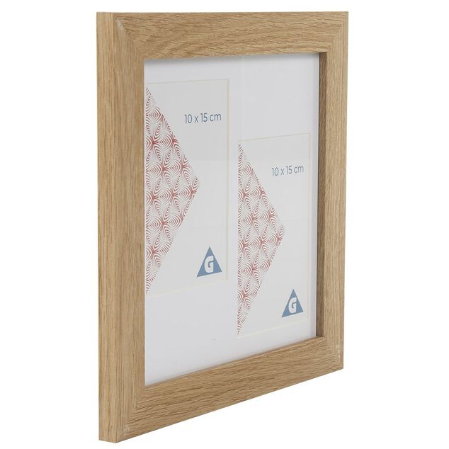 Cadre photo p&ecirc;le-m&ecirc;le bois naturel 2 vues 10x15cm