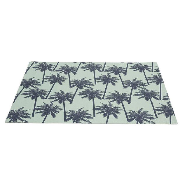 Tapis de jardin Bahamas antid&eacute;rapant motif palmier vert pastel et noir