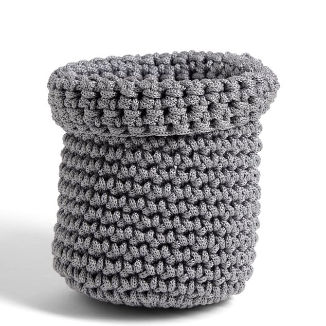 Pani&egrave;re ronde boucle effet tress&eacute; gris 13x11xH11cm