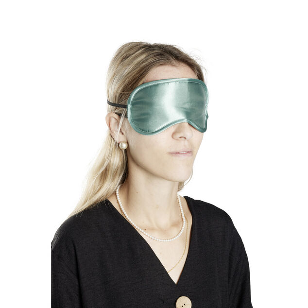 Masque de nuit et de sommeil satiné bleu 8,5x18,5cm