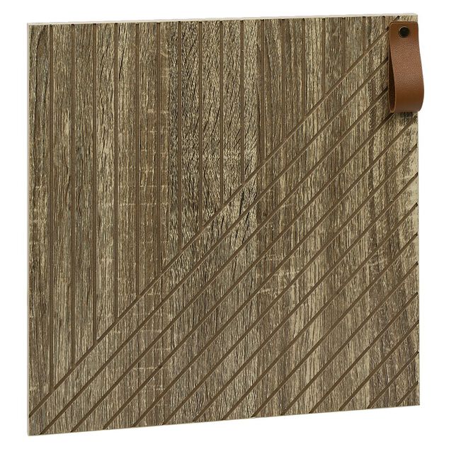 Porte Box Cube 32,2x32,2x1,2cm bois sculpt&eacute; marron