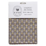 Coupon tissu imprimé Utopia 70x100cm coton beige et jaune