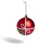 Boule de No&euml;l motif traditionnel vert ou rouge &Oslash;8cm - 2 coloris