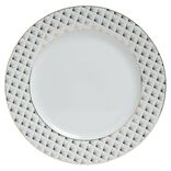 Assiette plate porcelaine blanche bord motif dor&eacute; &Oslash;27cm