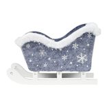 D&eacute;coration &agrave; poser tra&icirc;neau du p&egrave;re No&euml;l feutrine gris et blanc 25x10xH16cm