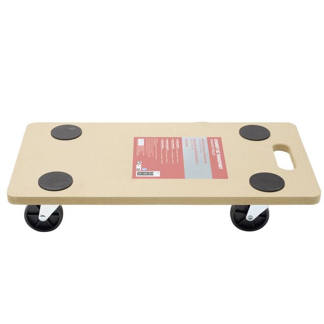 Chariot de transport &agrave; roulettes plateau roulant en bois 58x29xH11cm