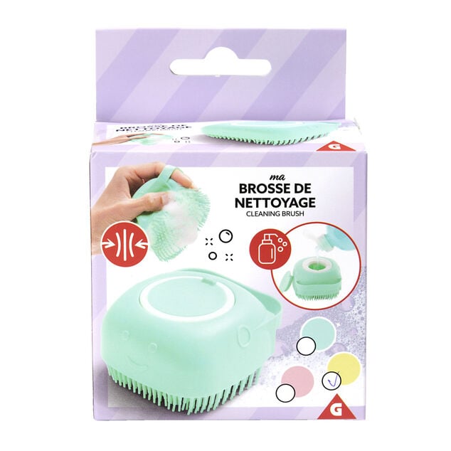 Brosse de nettoyage silicone avec r&eacute;servoir (3 mod&egrave;les)