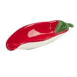 Assiette de pr&eacute;sentation dolomite forme piment rouge L22cm