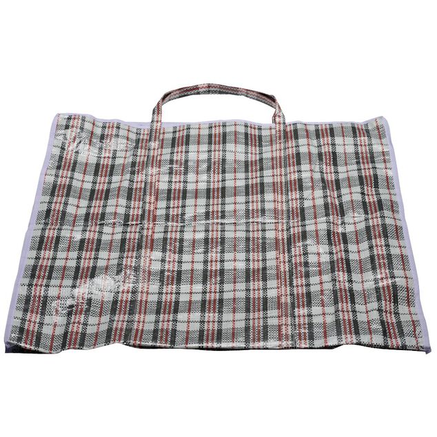 Sac de course quadrillage rouge noir blanc 68x15xH68cm