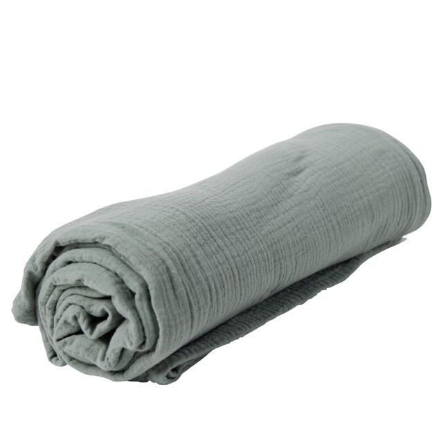 Plaid vert uni 100% coton 150x120cm