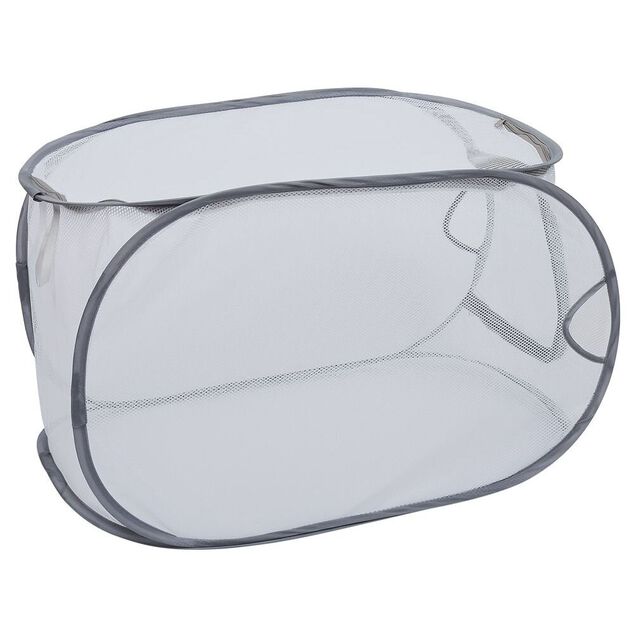 Panier à linge 72L pliable filet gris 38x38xH64cm