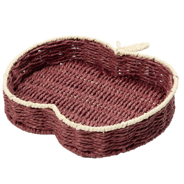 Pani&egrave;re en osier forme pomme rouge 28x29cm