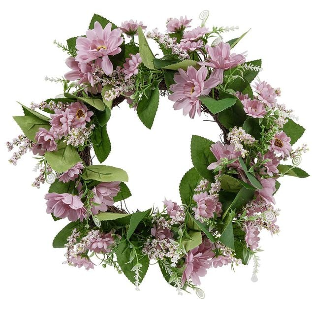 Couronne fleur artificielle gerbera rose &Oslash;35cm