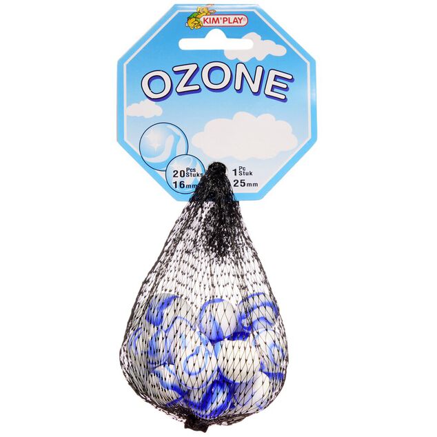 Bille en verre x20 + 1 boulard bleu Ozone