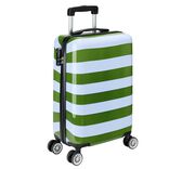 Valise cabine 39L trolley 4 roulettes bayad&egrave;re rayures bleues et vertes H56,5cm