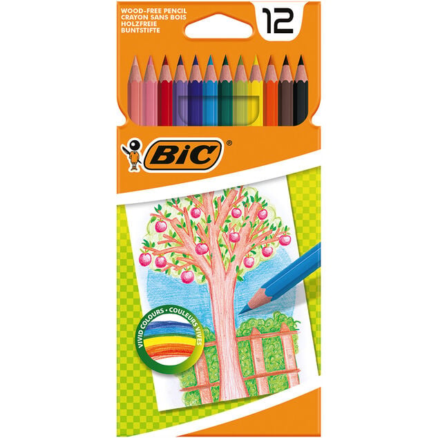 Crayon de couleur BIC pointe r&eacute;sistante x12