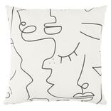 Coussin déco line art visage 45x45cm blanc et noir