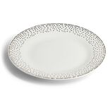 Assiette plate ronde &Oslash;26,5cm porcelaine pois blanc et dor&eacute;