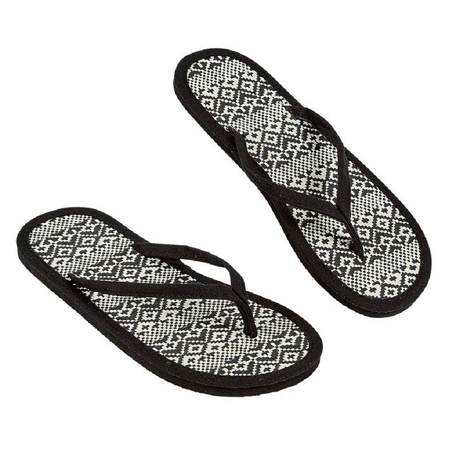 Tong pour femme noir d&eacute;co paille tress&eacute;e taille 36/37