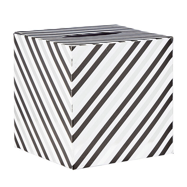 Urne d'anniversaire motif rayé noir et blanc en carton