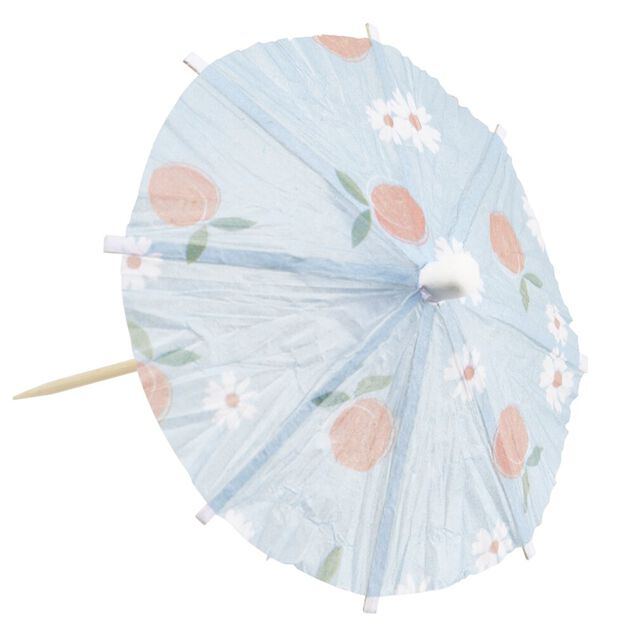 Pique cocktail parasol x20 papier motif floral fruit rose et bleu &Oslash;8xH13cm
