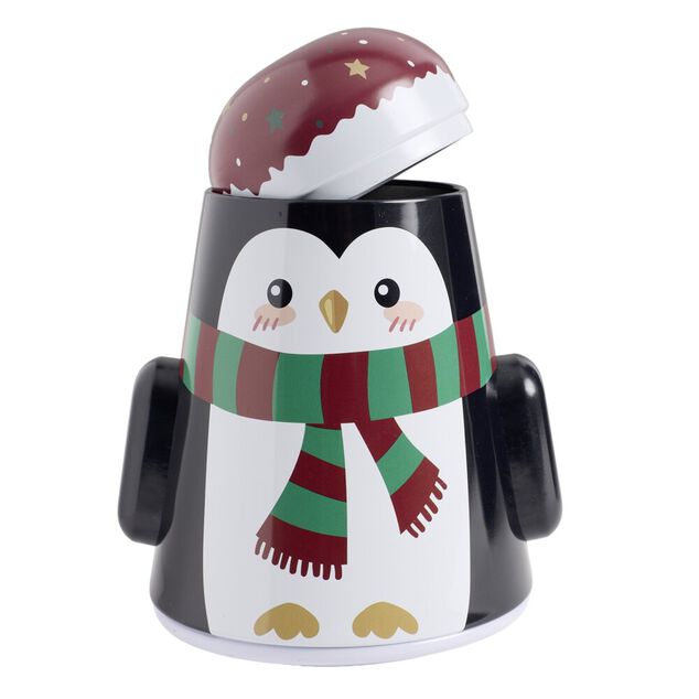 Bo&icirc;te alimentaire culbuto forme personnage hiver L12X10XH15 cm (2 mod&egrave;les P&egrave;re No&euml;l ou pingouin)