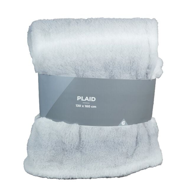 Plaid effet fausse fourrure gris 130x160cm