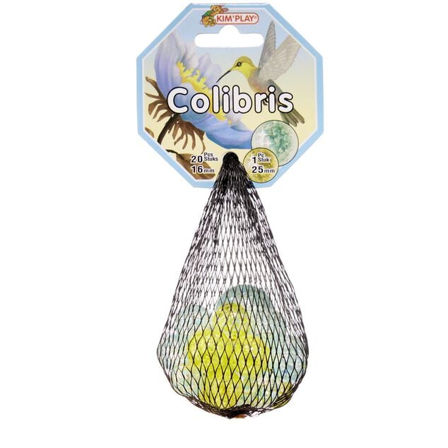 Bille en verre x20 + 1 boulard bleu Colibris