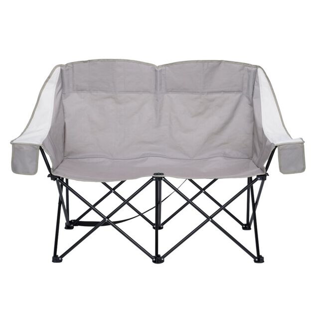Fauteuil de camping 2 places pliable tissu gris 141x56xH96cm