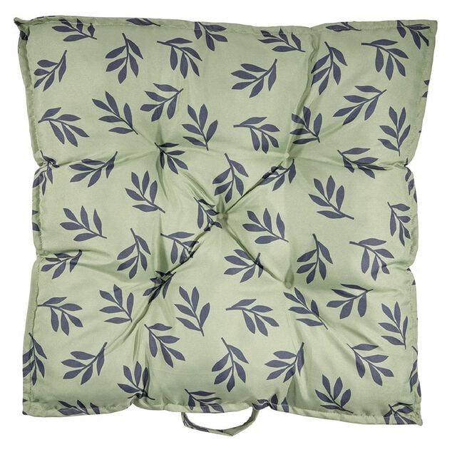 Coussin de dossier salon palette motif feuillage vert noir 60x60x&eacute;p8cm