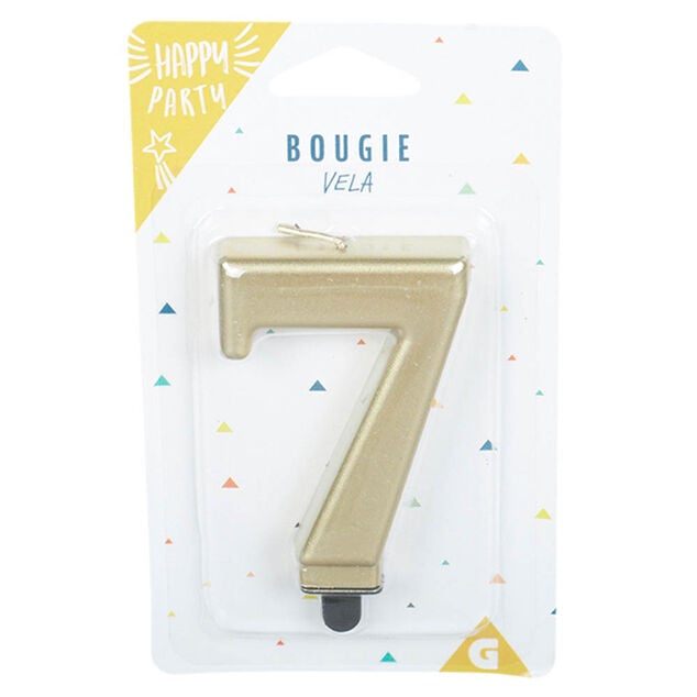 Bougie anniversaire chiffre 7 mat dor&eacute;