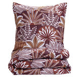 Parure de lit 1 personne 140x200cm coton motif feuillage rouge