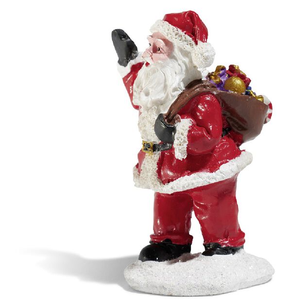 P&egrave;re No&euml;l avec hotte rouge blanc noir en r&eacute;sine