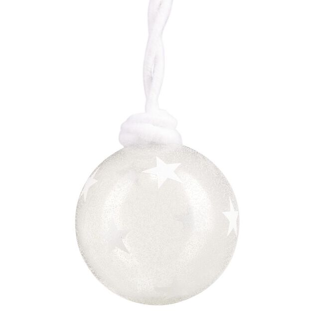 Boule de No&euml;l en verre paillet&eacute; motif &eacute;toile attache en laine &Oslash;8cm